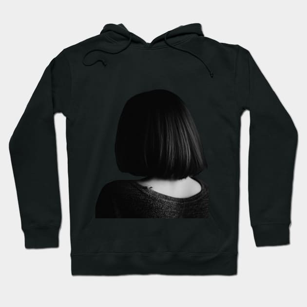 Woman turning her back, black and white illustration, classic Hoodie by Atroce